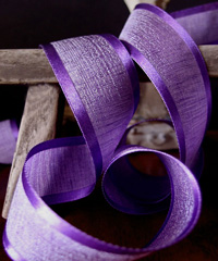 Purple Faux Linen Ribbon with Satin Edge