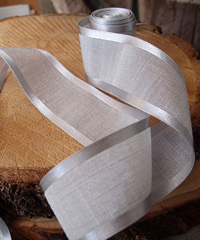 Silver Faux Linen Ribbon with Satin Edge