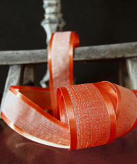 Autumn Orange Faux Linen Ribbon with Satin Edge