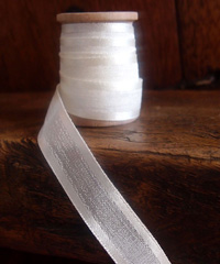 Ivory Faux Linen Ribbon with Satin Edge