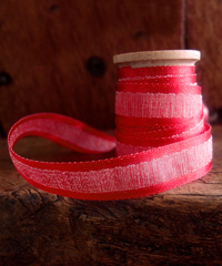 Red Faux Linen Ribbon with Satin Edge