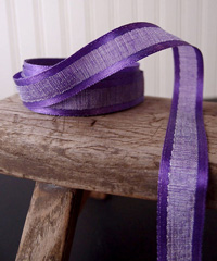 Purple Faux Linen Ribbon with Satin Edge