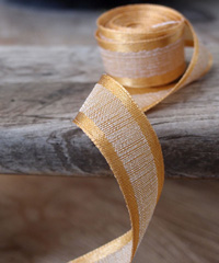 Gold Faux Linen Ribbon with Satin Edge