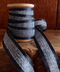 Black Faux Linen Ribbon with Satin Edge