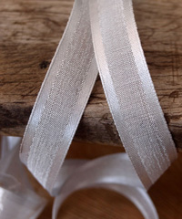 Silver Faux Linen Ribbon with Satin Edge