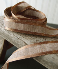 Brown Faux Linen Ribbon with Satin Edge