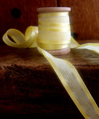 Yellow Faux Linen Ribbon with Satin Edge