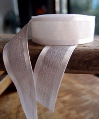 White Faux Linen Ribbon with Satin Edge