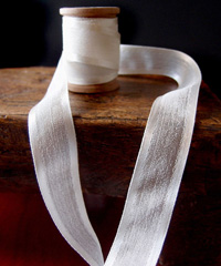 Ivory Faux Linen Ribbon with Satin Edge