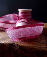 Burgundy Faux Linen Ribbon with Satin Edge