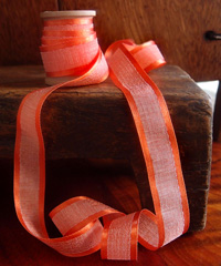 Autumn Orange Faux Linen Ribbon with Satin Edge