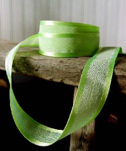 Neon Green Faux Linen Ribbon with Satin Edge