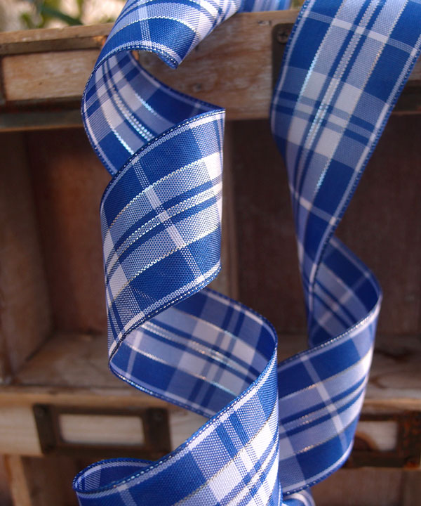 Plaid Wired Ribbon with Metallic Accents