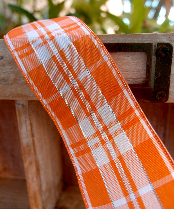 Plaid Wired Ribbon with Metallic Accents