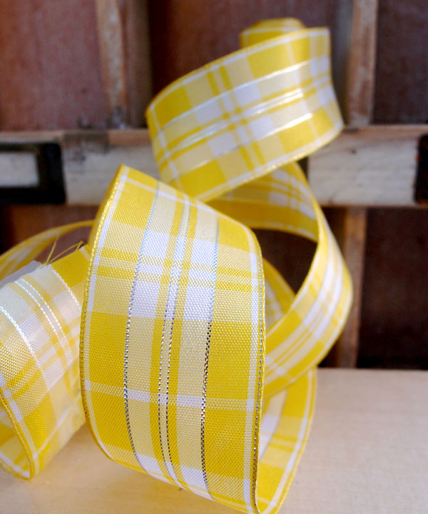 Plaid Wired Ribbon with Metallic Accents