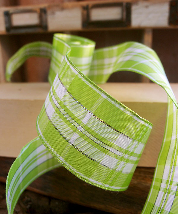 Plaid Wired Ribbon with Metallic Accents