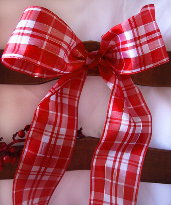 Plaid Wired Ribbon with Metallic Accents