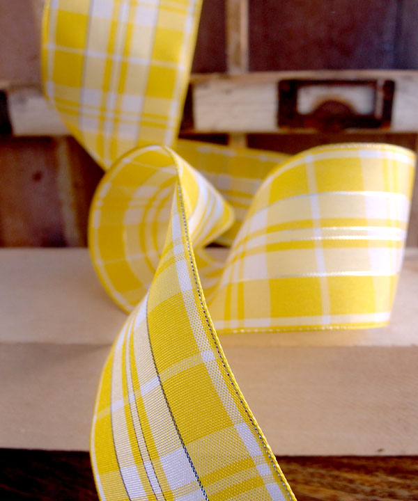 Plaid Wired Ribbon with Metallic Accents