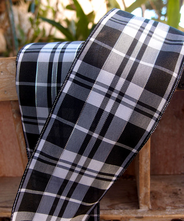 Plaid Wired Ribbon with Metallic Accents