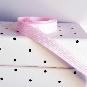 Light Pink Swiss Dot Grosgrain Ribbon