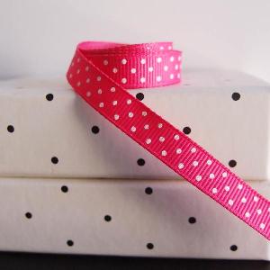 Shocking Pink Grosgrain w/Swiss Dots