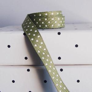 Moss Grosgrain w/Swiss Dots