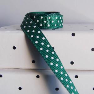 Hunter Green Grosgrain w/Swiss Dots