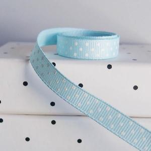 Light Blue Grosgrain w/Swiss Dots