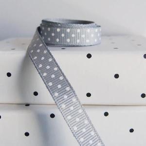 Silver Grosgrain w/Swiss Dots