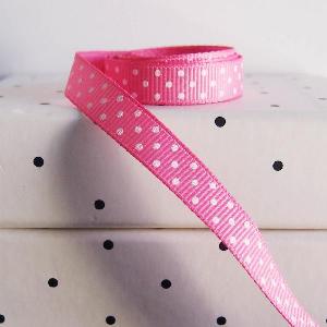 Azalea Grosgrain w/Swiss Dots