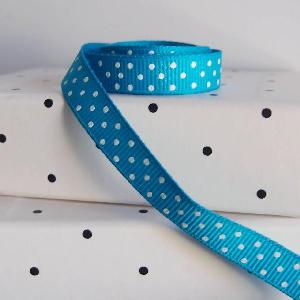 Turquoise Swiss Dot Grosgrain Ribbon