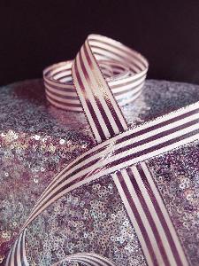 Rose Gold & Ivory Metallic Striped Ribbon - 7/8" x 25 yards