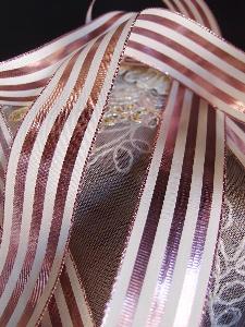 Rose Gold & Ivory Metallic Striped Ribbon - 1 1/2" x 25 yards