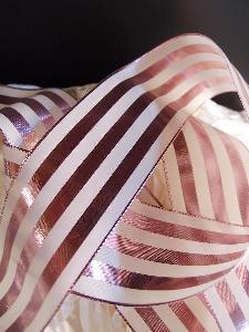 Rose Gold & Ivory Metallic Striped Ribbon - 2 1/2" x 10 yards