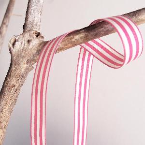 Pink and Ivory Striped Ribbon 5/8"  - 5/8" x 25yd