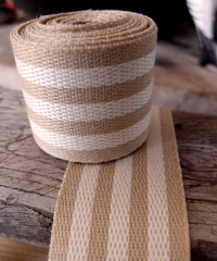 Ivory Striped Faux Burlap Ribbon