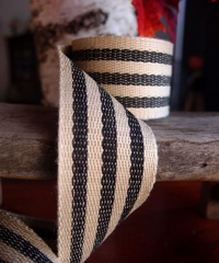 Black Striped Faux Burlap Ribbon