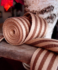 Brown Striped Faux Burlap Ribbon