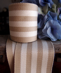 Ivory Striped Faux Burlap Ribbon