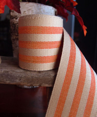 Orange Striped Faux Burlap Ribbon