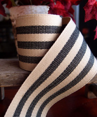 Black Striped Faux Burlap Ribbon