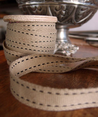 Faux Burlap Black Saddle Stitch Ribbon