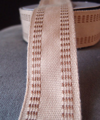 Faux Burlap Webbing with Brown Stitching