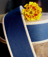 Denim Ribbon with Gold Stitching