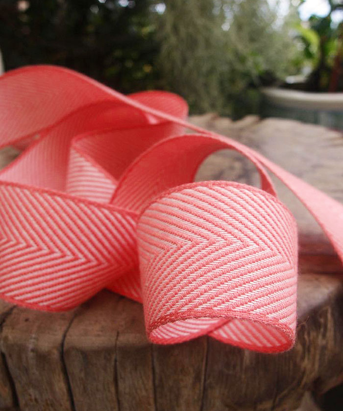 Coral Chevron Herringbone Ribbon