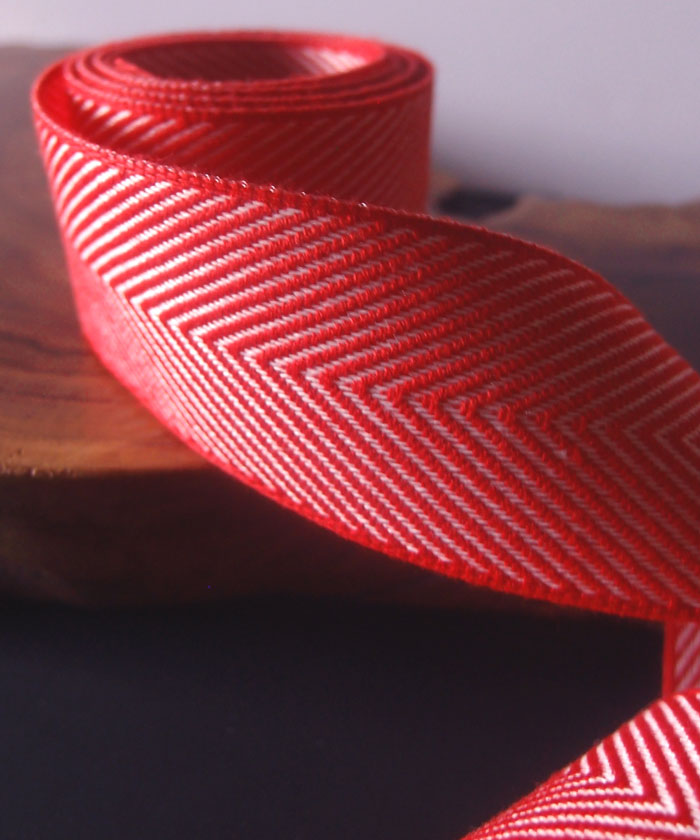 Red Chevron Herringbone Ribbon