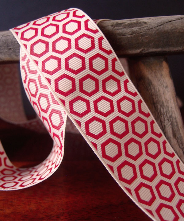 Hexagon Print Grosgrain Ribbon