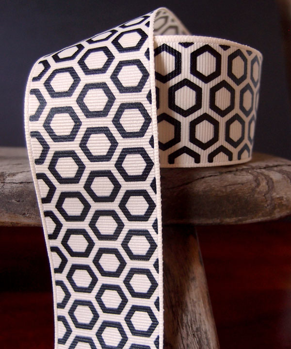 Hexagon Print Grosgrain Ribbon