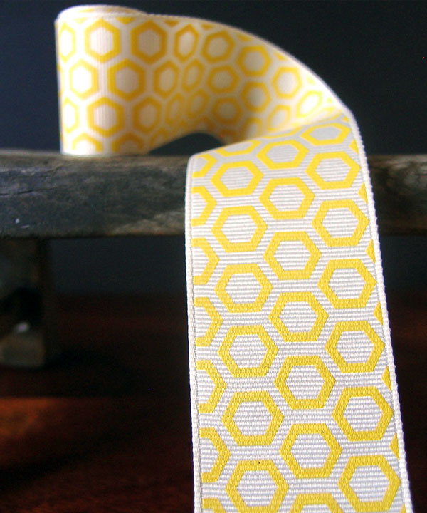 Hexagon Print Grosgrain Ribbon