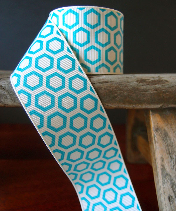 Hexagon Print Grosgrain Ribbon